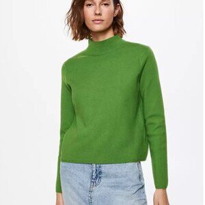 Mango Mock Neck / Funnel Neck Sweater, XS, Green